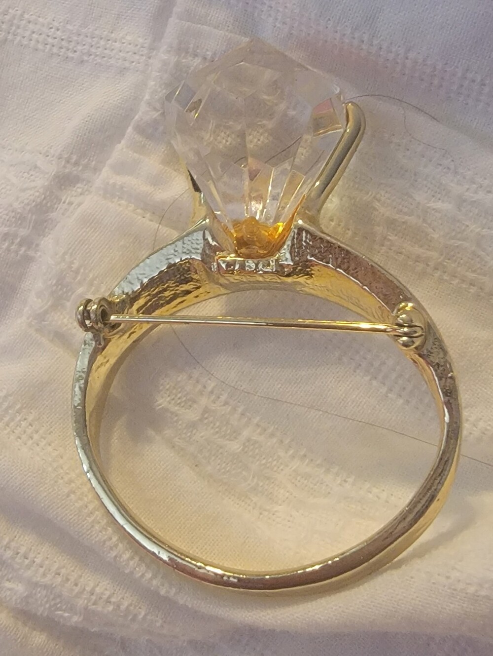 Vintage Signed AJC Engagement / Wedding Ring Brooch